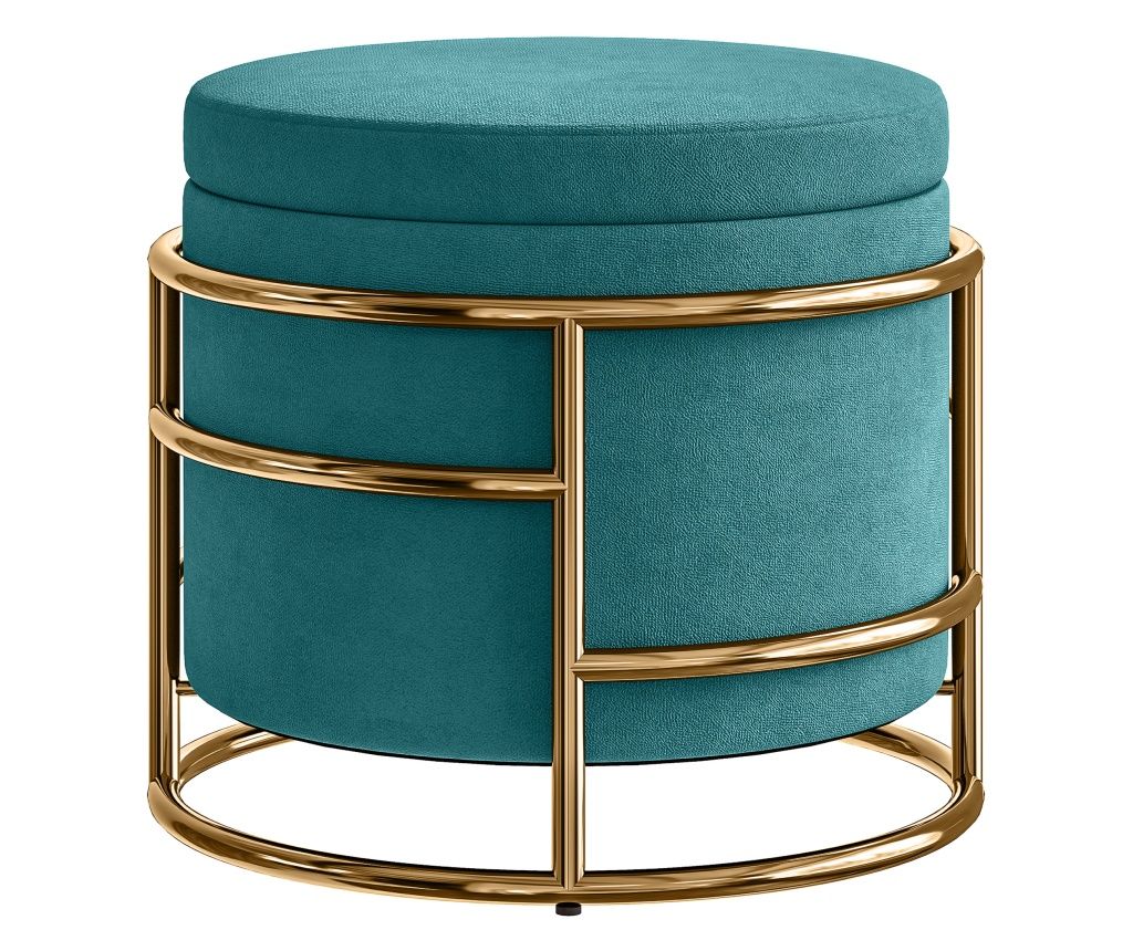 Round Storage Ottoman Stool, Velvet Upholstered Footrest with Removable Lid, Vanity Stool for Living Room, Dark Green