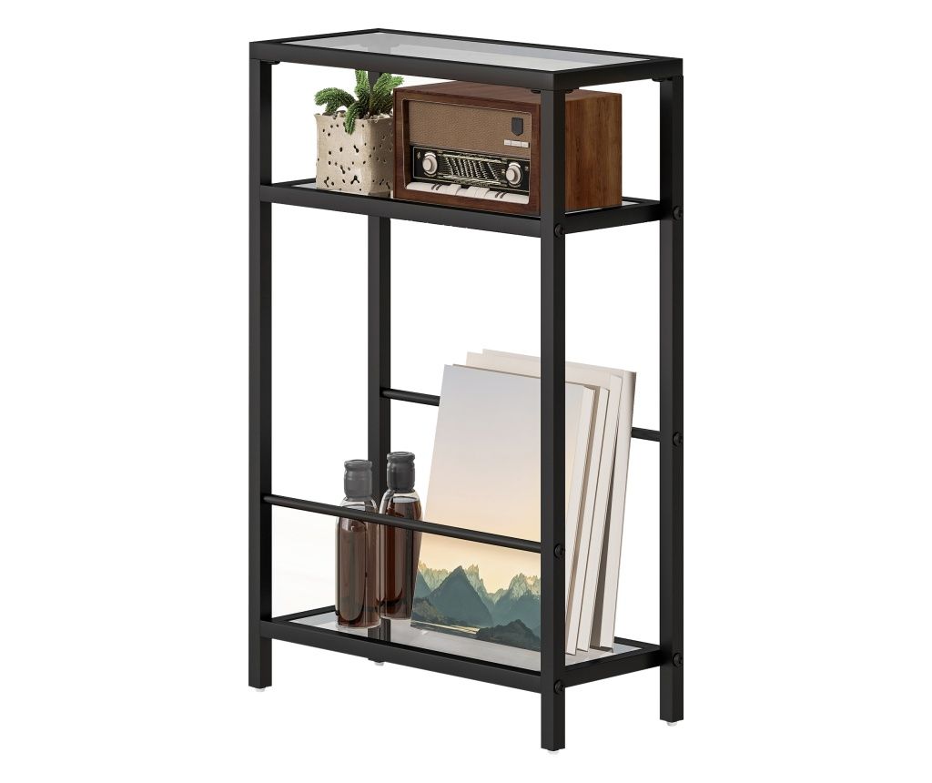 Noptieră Subțire Sticlă Temperată Neagră