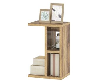 C-образна странична маса с 3 рафта и 2 отворени отделения, холна или нощна масичка, компактна масичка за кафе, 40x