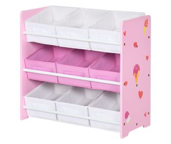 Dulap pentru Jucării cu 9 Coșuri Detasabile, Organizator din Lemn MDF și Țesătură, 63x30x60 cm, Albastru