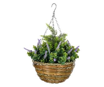 Set 2 Plante Artificiale de Lavandă cu Ghiveci și Cârlig, Ø25x34 cm, Verde și Violet