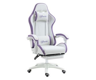 Scaun de gaming ergonomic din piele PU și oțel cu tetieră și înălțime reglabilă, fotoliu de gaming cu spătar culisant și pernă l