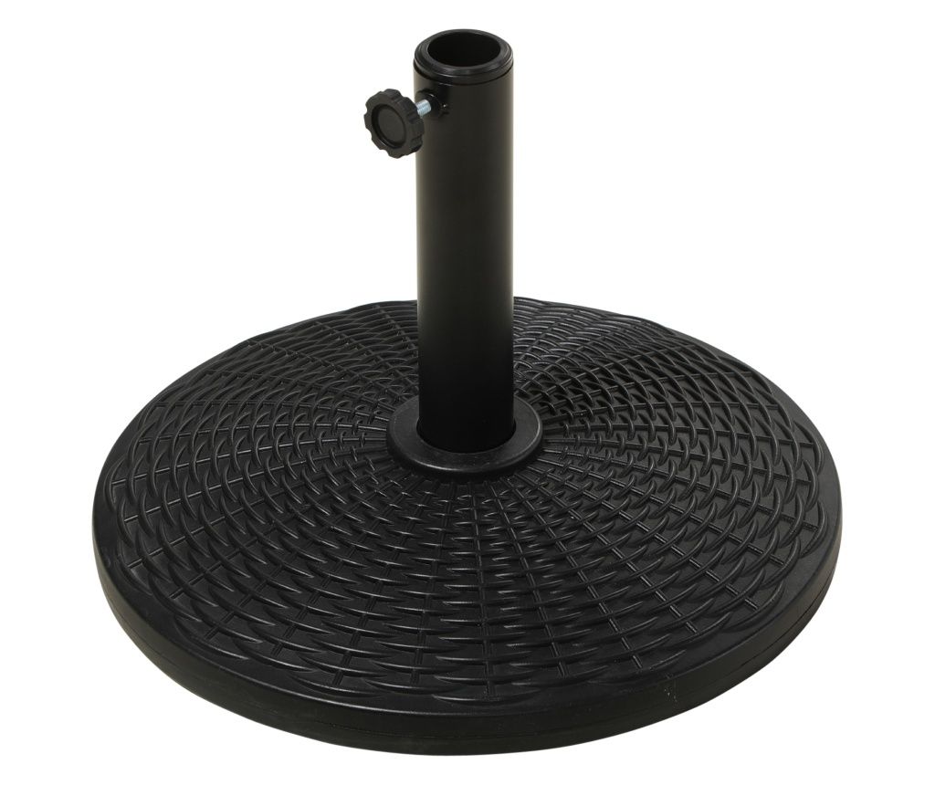 Bază pentru Umbrelă cu Stîlpi de Ø38/48 mm din Plastic cu Efect de Ratan, Ø44.5x32 cm, Negru
