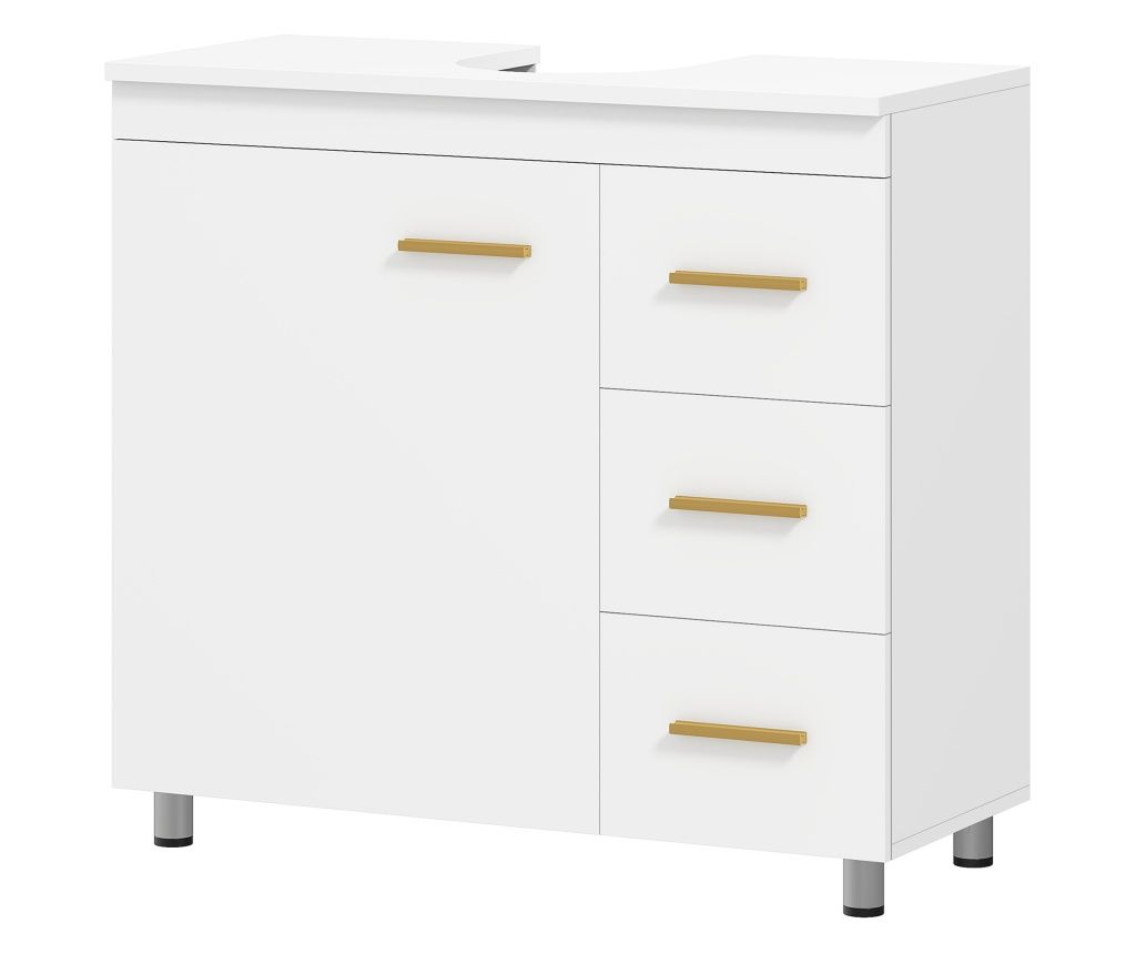 Under Sink Bathroom Cabinet with Soft-Close Doors and 3 Drawers for Basin with/without Pedestal