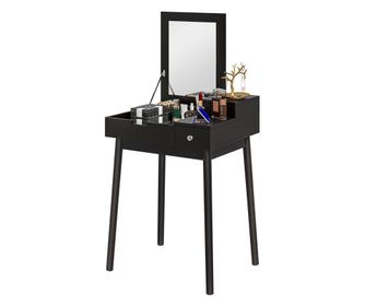 Тоалетка 2 в 1 със сгъваемо огледало и 2 чекмеджета, черна