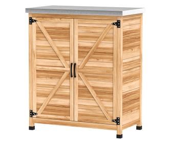 Dulap de Exterior cu Raft și Bancă de Lucru Superioară, 79x43x92 cm, Lemn Natural