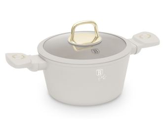Oală cu capac 20 cm, 2.5L – Berlinger Haus Sahara Collection BH 8070, crem, cu strat antiaderent cu titan, pentru gătit zilnic