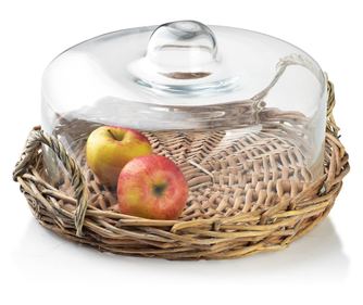 GUSTAV pladenj s steklenim pokrovom 32x32xh19cm