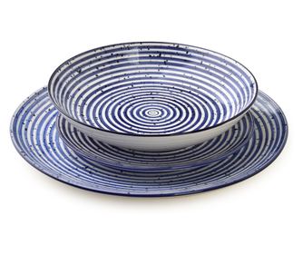 STRIPES BLUE Set tanjura 18 komada (27/19/20cm, zdjela 550ml)