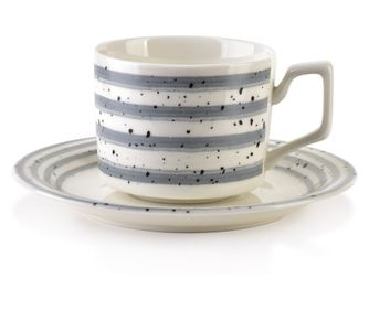 JOY Set od 6 šalica s tanjurićima - Siva