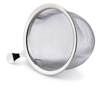 BASIC STEEL Mini sítko na čaj, stříbrné, 7,3×9,2×5 cm s rukojetí