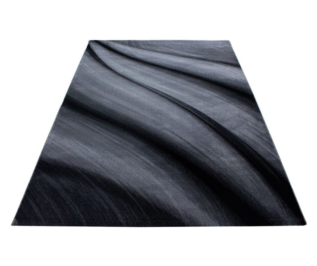 Covor Modern Miami cu Valuri Gri și Negre 160 cm x 230 cm