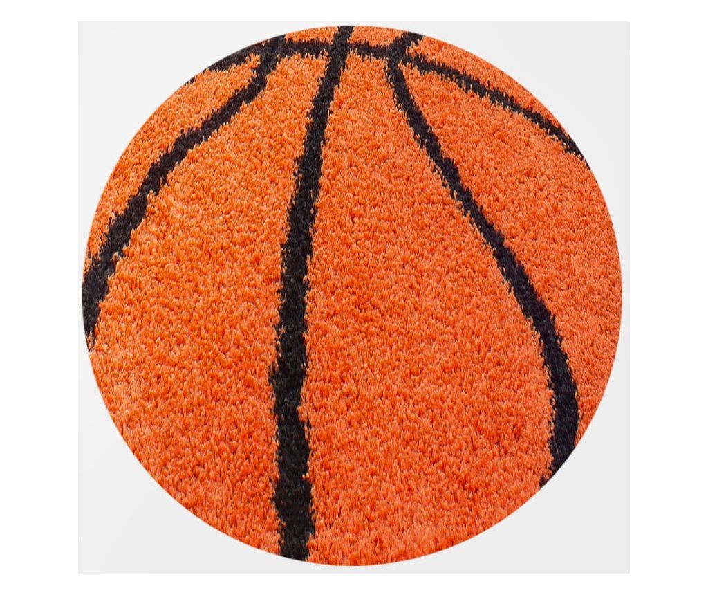 Shaggy Fun Kids Rug - Basketball Orange Circle 100 cm x 100 cm