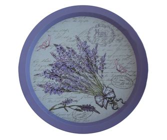 Tava metalica rotunda Pufo Sweet Home of Lavender pentru servire desert, prajituri, aperitive, 33 cm