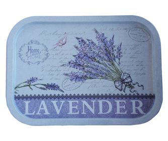 Tava metalica Pufo Sweet Home of Lavender pentru servire desert, prajituri, aperitive, 40 x 29 cm