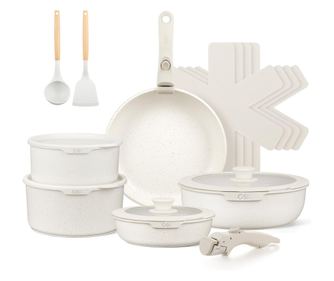 Carl Schmidt Sohn-Cookware 17 részes edénykészlet, kovácsolt alumínium, 18/20/26 cm, krémszínű