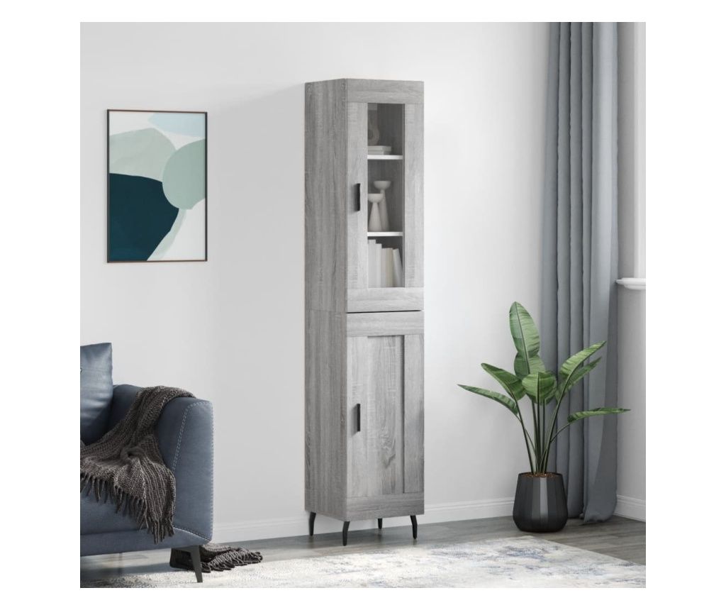 Dulap înalt, gri sonoma, 34,5x34x180 cm, lemn prelucrat