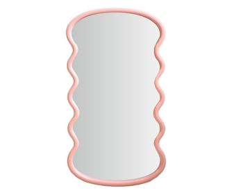 Dekoratív tükör, hullámos kerettel, púderrózsaszín, 55x30x25 cm