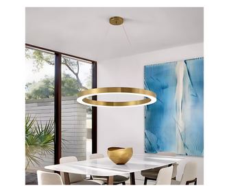 ANINA 33W LED viseća svjetiljka, 1 prsten, hladno/toplo/neutralno svjetlo, prigušivo, sjajno zlatno bijela, podesiva visina