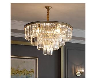 Żyrandol kryształowy CHAMBORD Eleganza 8xE14, średnica 48 cm, matowe złoto, regulowana wysokość