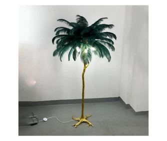Politidis Stojacia lampa s perami 1x E27 170cm tmavozelená