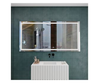 Pravokotno LED ogledalo, 120x60cm, Verite MotionGlow Marcello, sistem proti rosenju, ura in termometer, zatemnitev