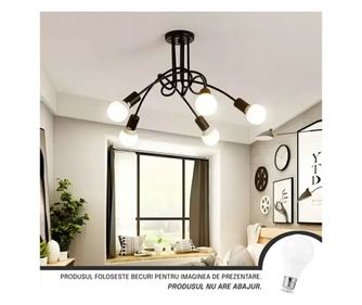 Lustra Modernist Penta 5, 5x E27 grla, crna, moderan dizajn