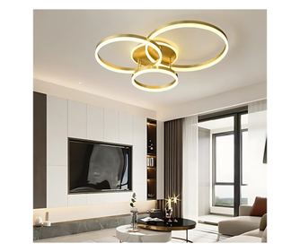 RIGA LILITH 68W LED Csillár Távirányítóval, 3 Kör, Hideg/Meleg/Semleges Fény, Szabályozható, Fényes Arany