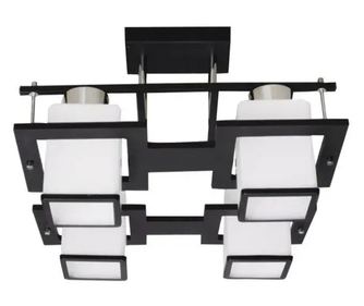 Klasični luster Aramis s drvom, četvrtasto sjenilo, 4 x E27 grla, bijela / crna