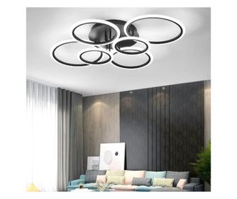 BETTY 82W LED Luster s Daljinskim Upravljačem, 6 Krugova, Hladno/Toplo/Neutralno Svjetlo, Zatamnjivo, Crni