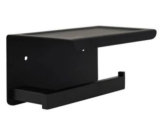 Držač za WC papir s policom za mobitel/parfem - Sjajno crni