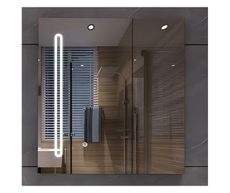 LED Ormarić s Ogledalom PLANO 80x70 cm Bijeli – Senzor na dodir i Pohrana