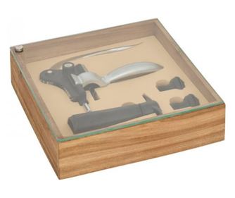 Комплект сомелиер Jules с тирбушон тип заек, вакуум помпа и стопери за вино