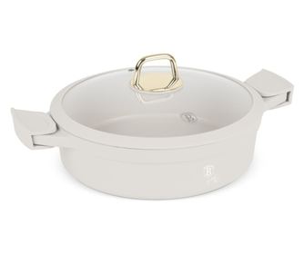 Cratiță cu capac 28 cm, 4.2L – Berlinger Haus Sahara Collection BH 7785, crem, antiaderentă, cu mânere de silicon detașabile