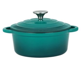Σμαλτωμένη κατσαρόλα από χυτοσίδηρο με καπάκι 20 cm, 2 L Perfect Home 16636, τυρκουάζ
