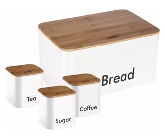 Set kutija za bijeli kruh s 3 čelične posude, bambusovi poklopci Kinghoff KH-1026
