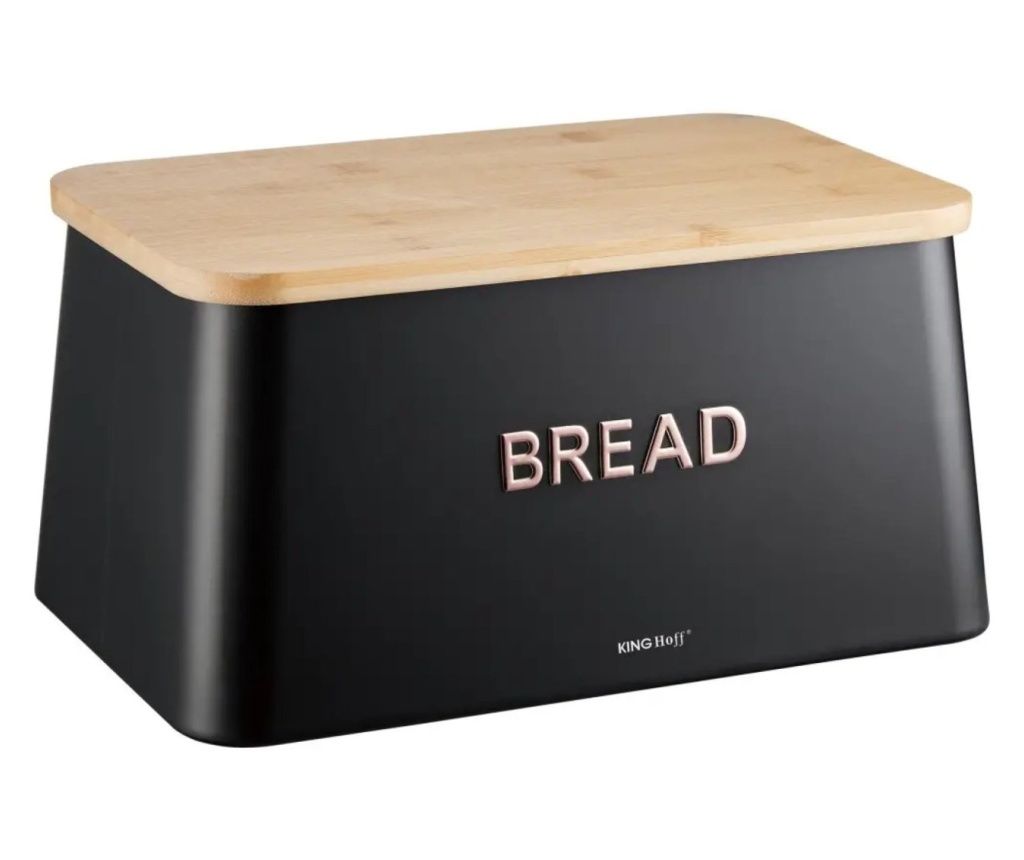Fekete kenyértartó fa fedéllel Kinghoff KH-1948