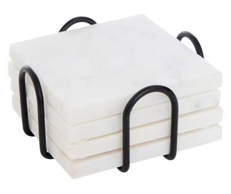 Set 4 suporti pahare Marble, suport metal, 11 x 5 cm