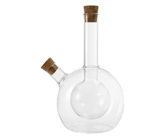 Recipient oliviera din sticla 2 in 1 Pufo Oil pentru lichide, ulei, otet, 350 ml, transparent