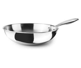 Tigaie wok Ibili Triply Natural, otel inoxidabil/aluminiu, 20 cm, argintiu