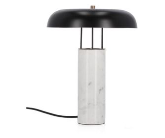 Kaithal White Marble and Black Metal Table Lamp Ø25x33h