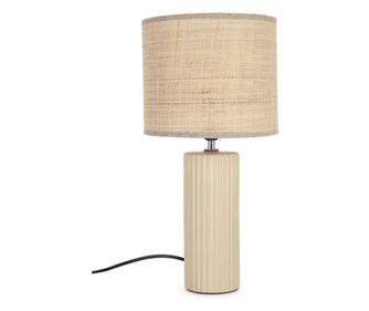 Adhara Beige Ceramic Table Lamp with Natural Textile Shade Ø20.5x42h