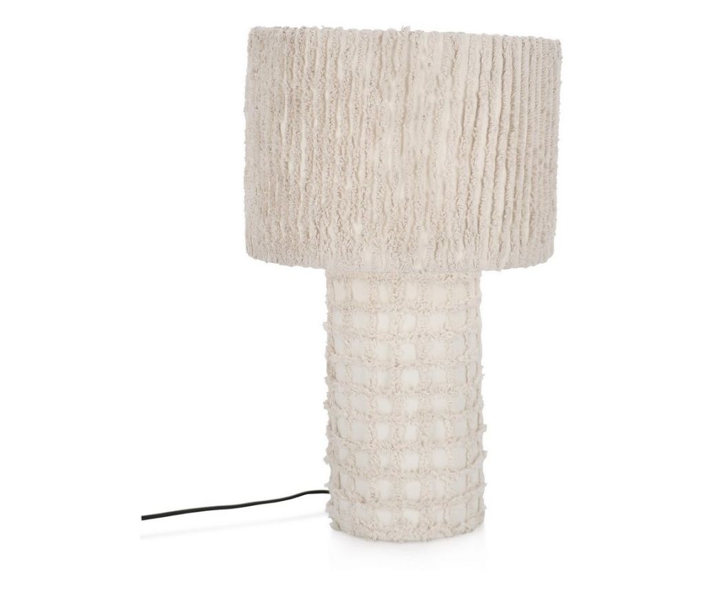 Devang bež kovinska in bombažna namizna svetilka Ø33x57v