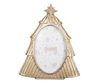 Golden Polyresin Table/Wall Photo Frame Christmas Tree 19x2x23 cm / 10x15 cm