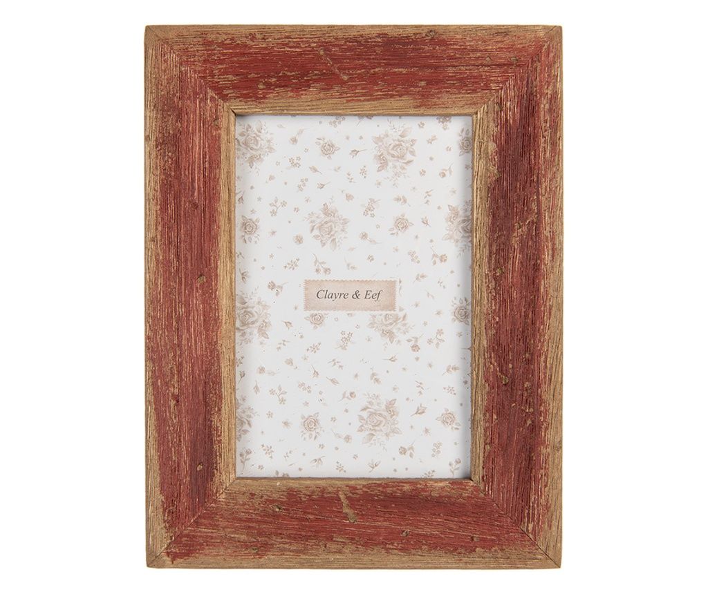 Καφέ και Κόκκινη Ξύλινη Επιτραπέζια Κορνίζα Φωτογραφιών 16x2x21 εκ. / 10x15 εκ.