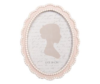 White and Pink Poliresin Tabletop Photo Frame 16x2x20 cm / 13x18 cm