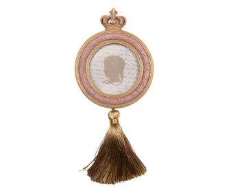 Pink and Gold Polyresin Wall Photo Frame 11x2x24 cm / Ø 9 cm