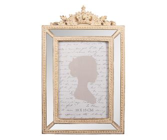 Golden Polystone Tabletop Photo Frame with Mirror, 15x2x23 cm / 10x15 cm