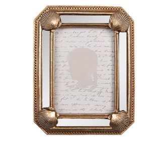 Golden Tabletop Photo Frame with Mirror 9x2x12 cm / 6x9 cm