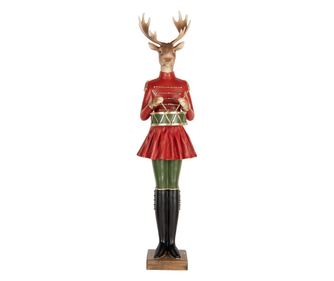 Multicolor Polyresin Christmas Reindeer Figurine 23x19x77 cm